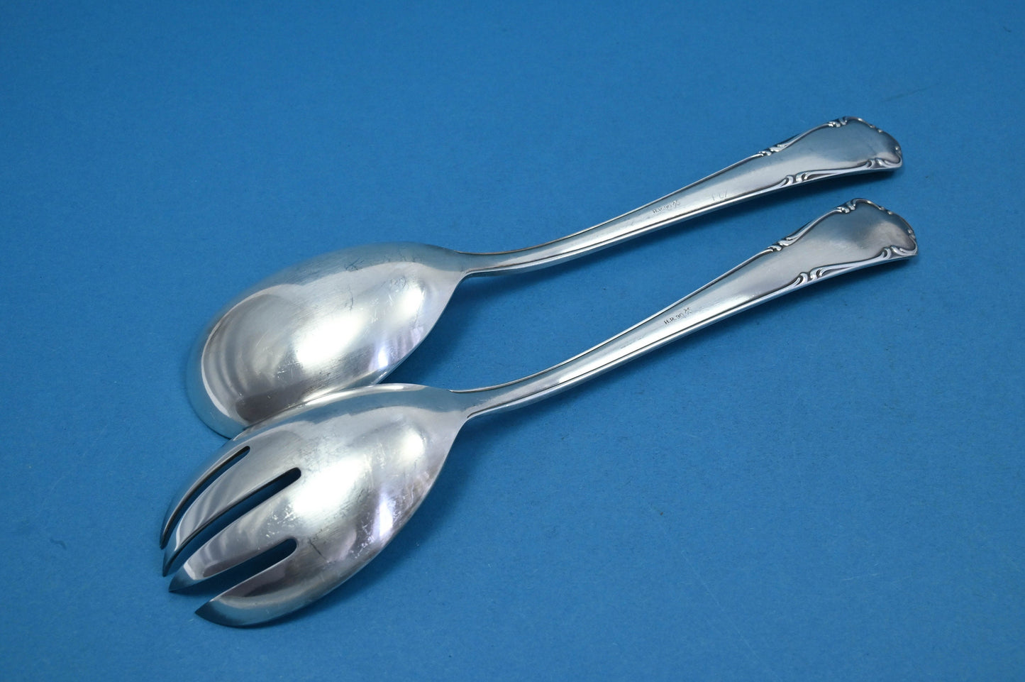 Salatbesteck, Salatgabel, Salatlöffel, versilbert