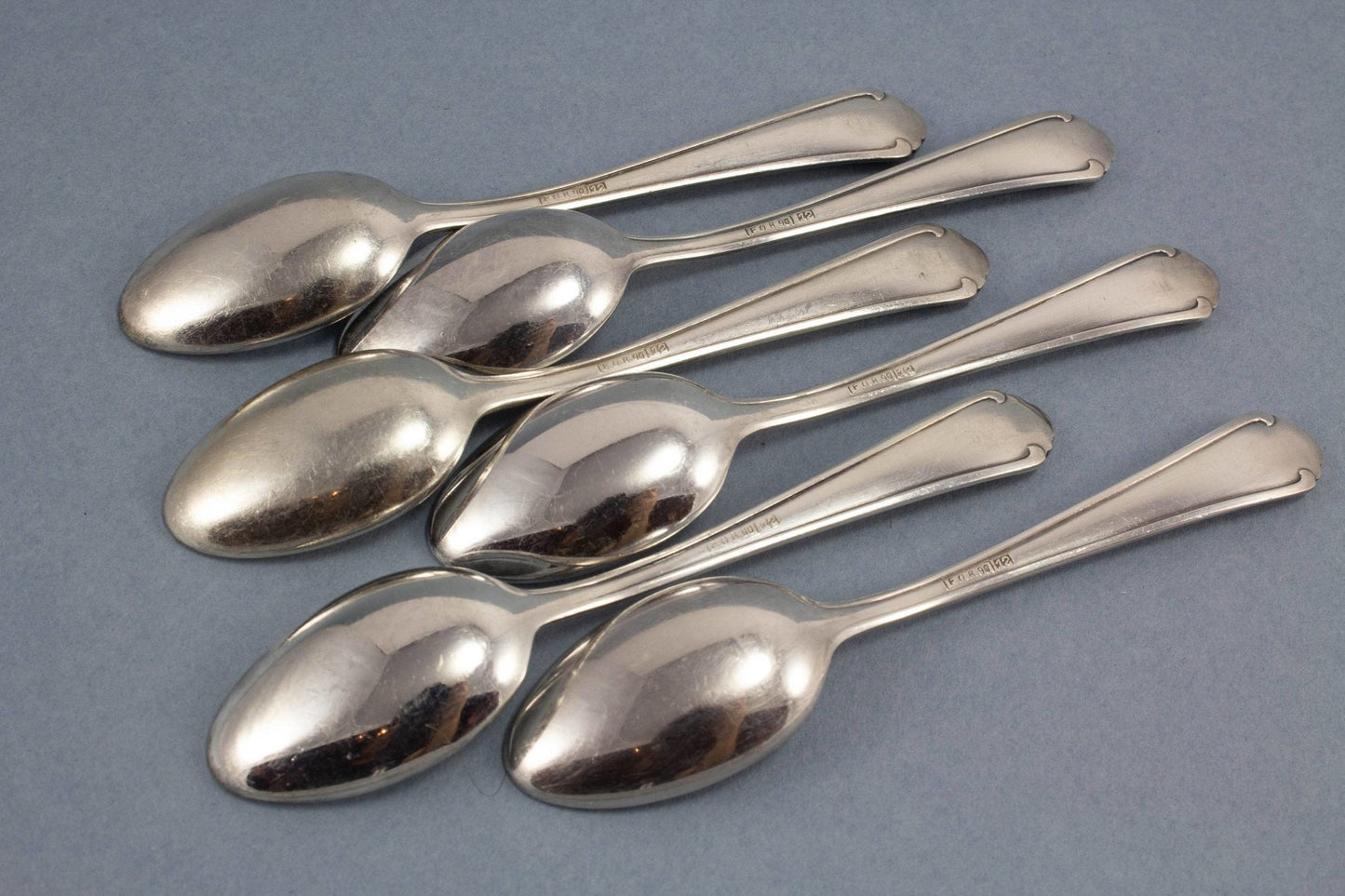 6 antike Mokkalöffel, versilbert, Art Deco