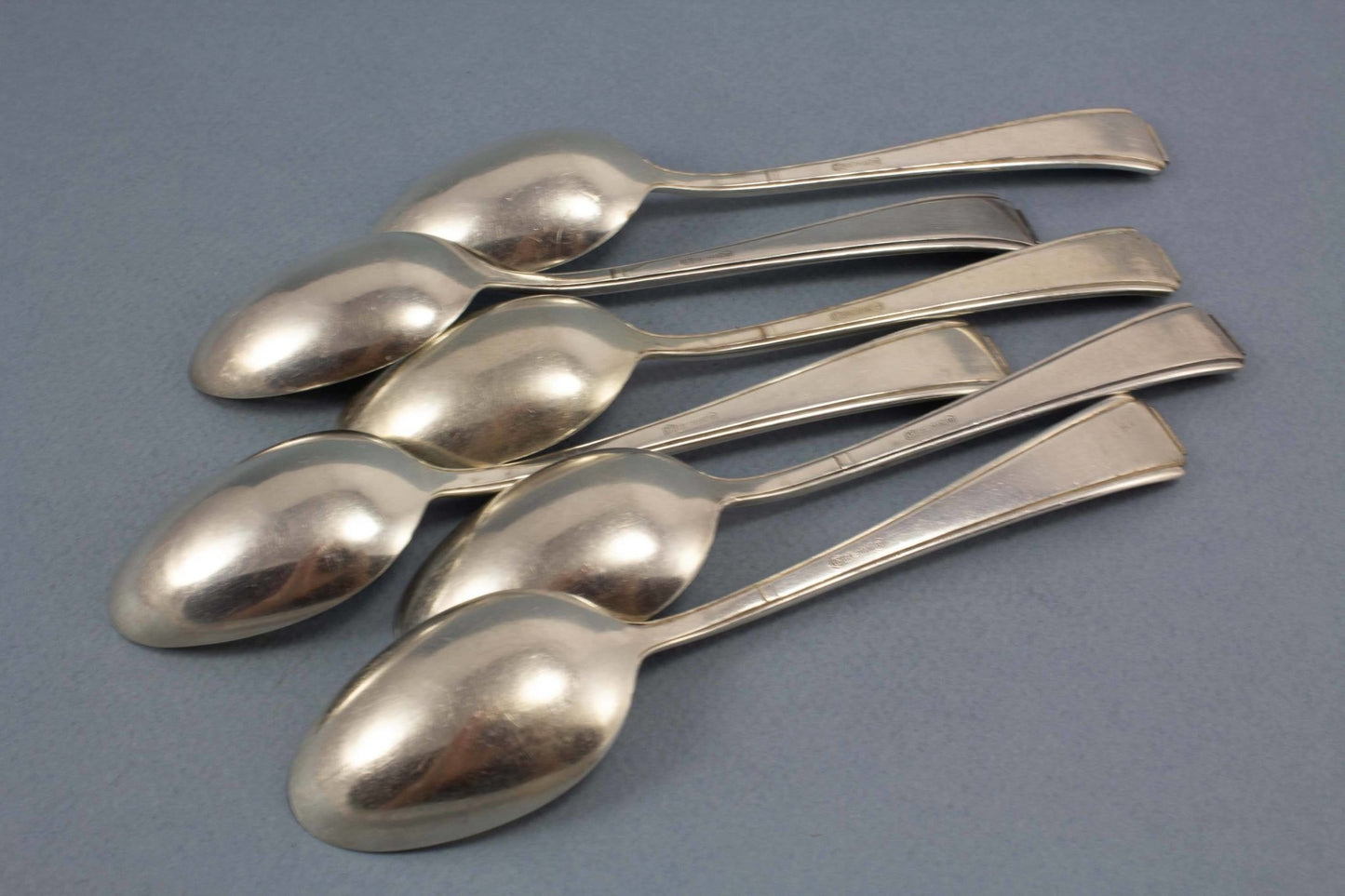 6 Kuchengabeln und 6 Teelöffel, Art Deco Pyramide, Jugendstil - Löffelland