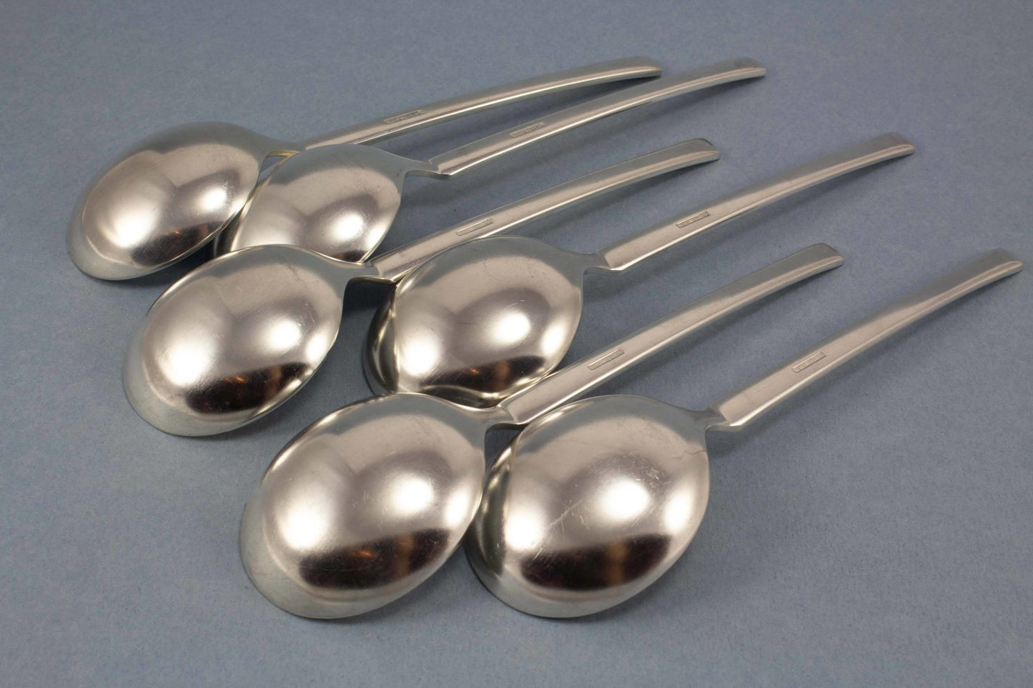 6 seltene Tassenlöffel, Suppentassenlöffel, WMF New York, versilbertes Besteck - Löffelland