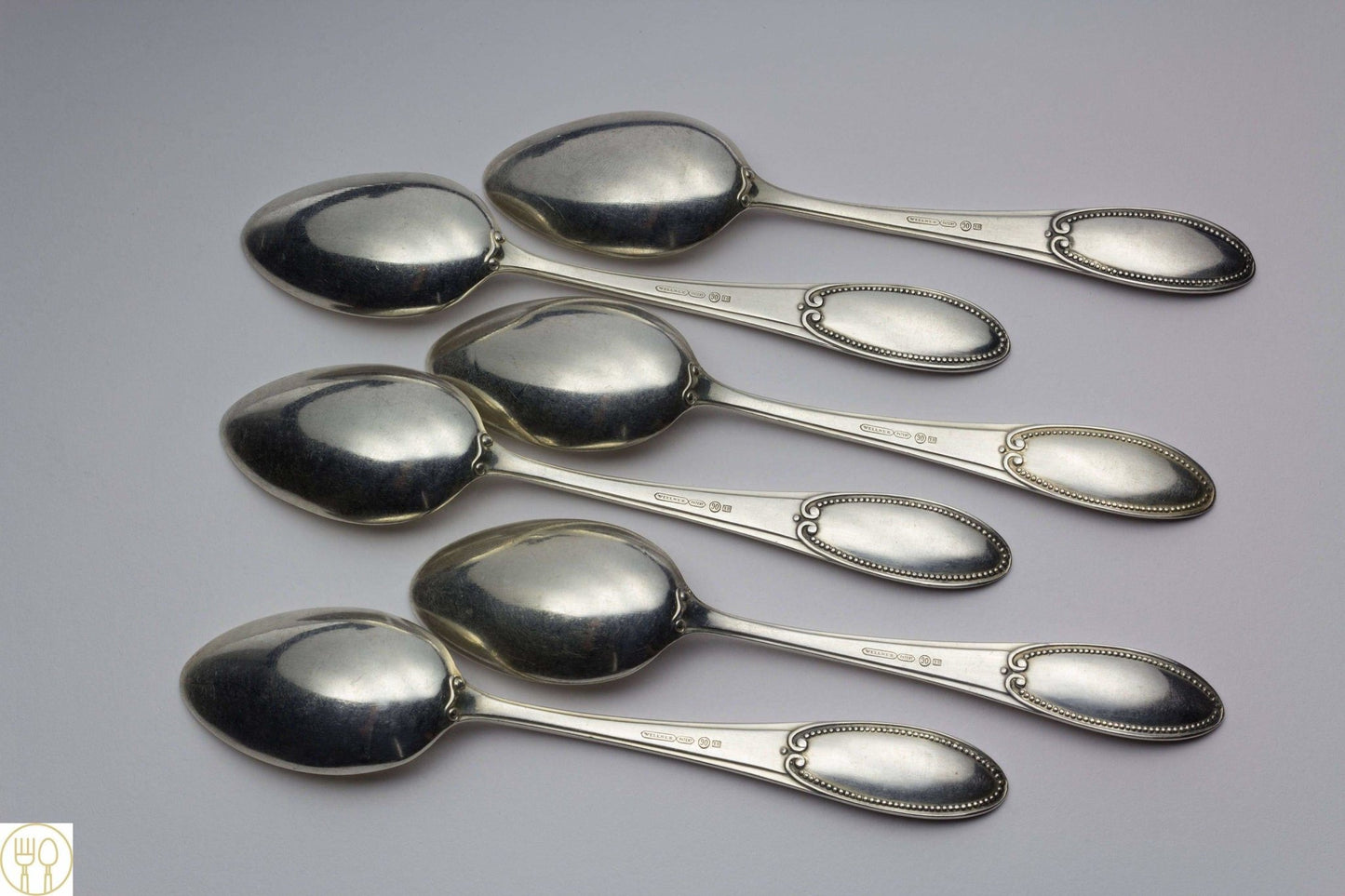 6 Teelöffel, Jugendstil, Löffel, versilbert, Wellner Minerva - Löffelland