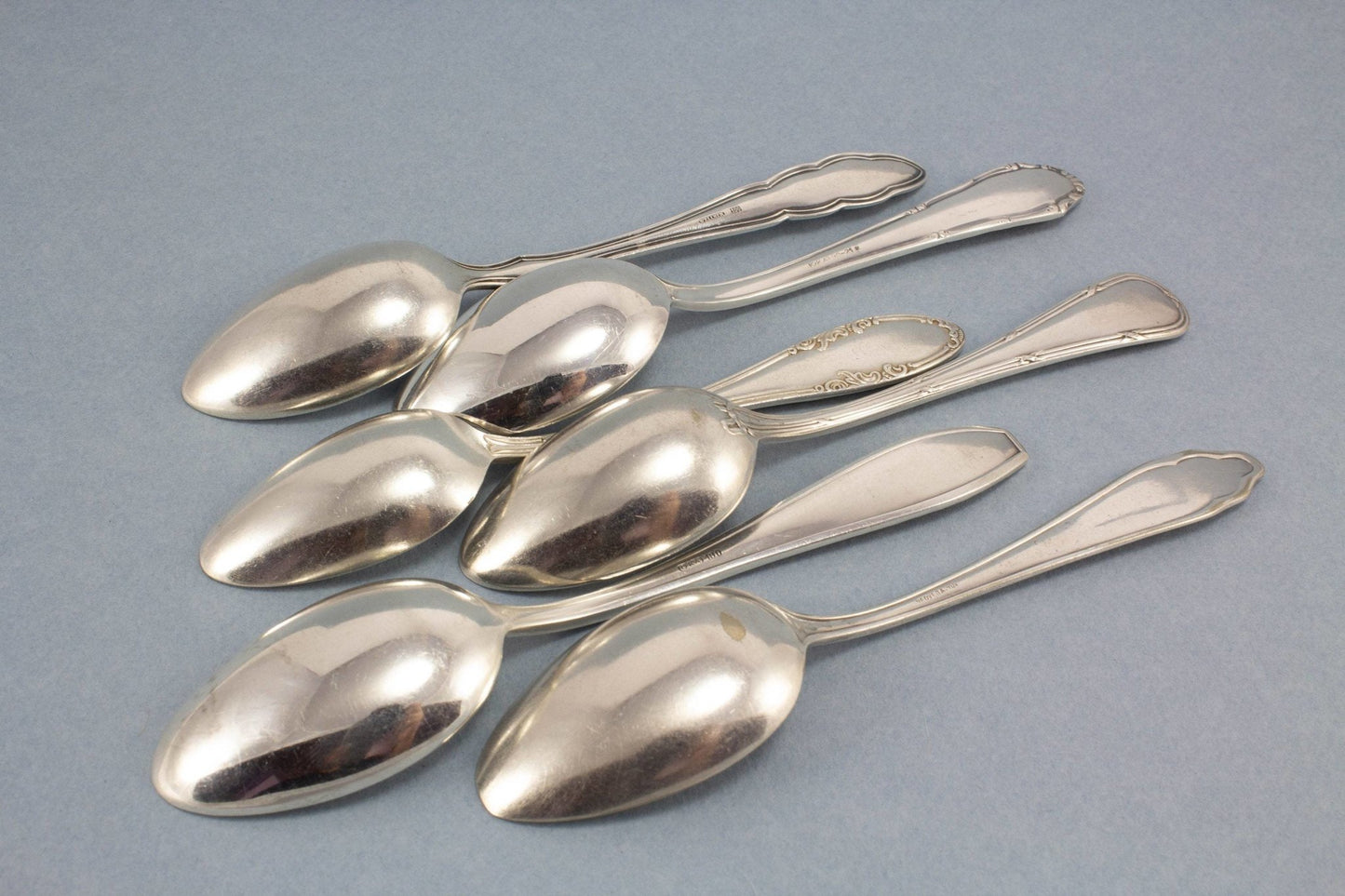 6 versilberte Teelöffel, Mix and Match , Mismatched, Shabby Chic, Löffel, Foto Requisiten, Schmuckdesign, Tee Party