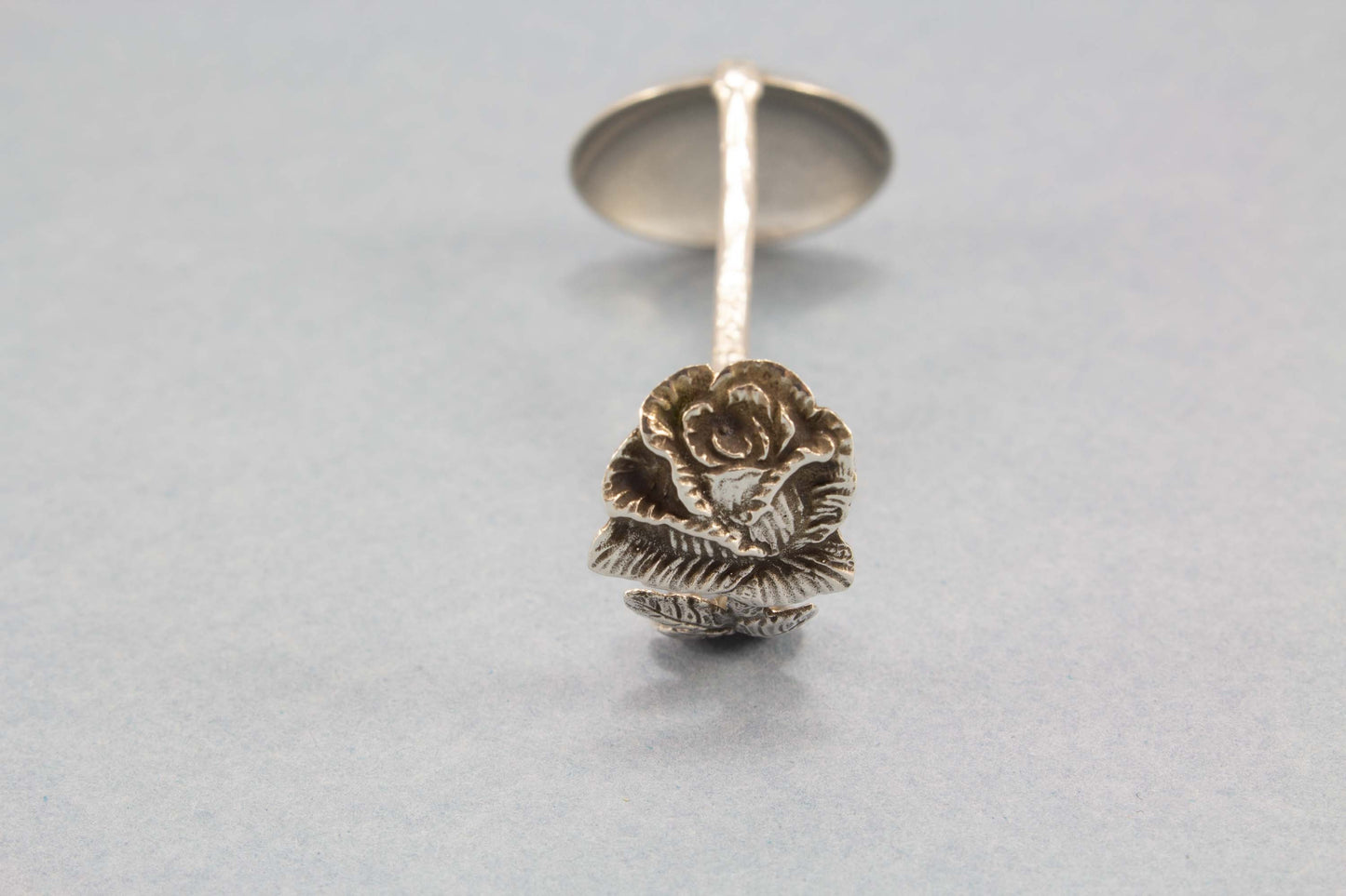 Kleines Besteck Set, Rahmkelle und Zuckerzange mit Rosen aus Silber