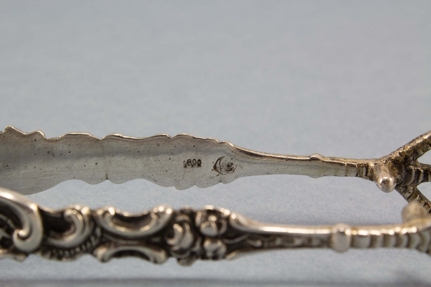 Zuckerzange, 800er Silber, Rokoko, Rosen, Jugendstil, kleine Zange, Zucker, Tee, Silber Besteck, Vintage Besteck, Silber