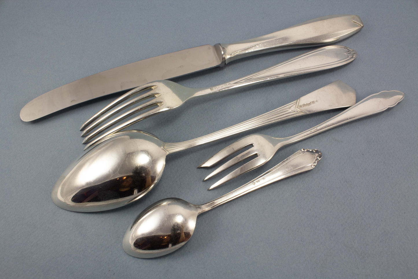 Besteck Set, versilbert, Messer, Gabel,Löffel, Teelöffel, Kuchengabel, Mix and Match, Tafelsilber, Hochzeit