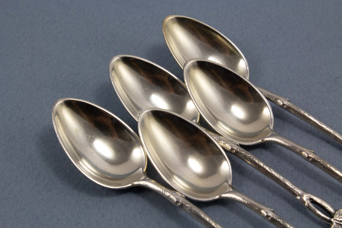 5 mocha spoons made of 800er silver, espresso spoon with roses, Wilkens