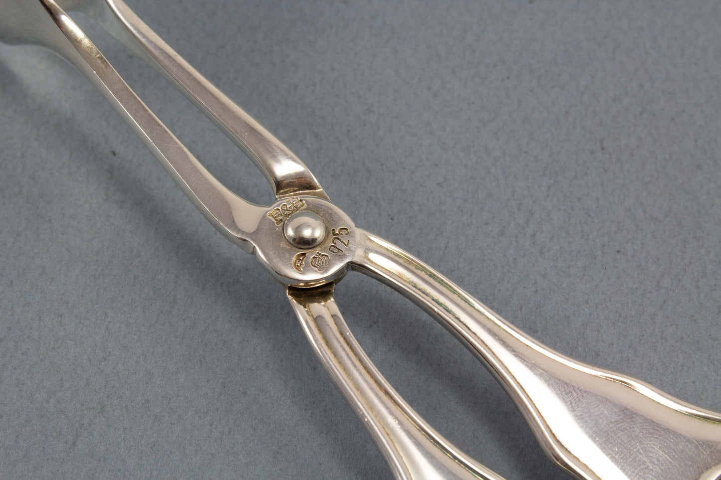 Gebäckzange aus Silber, Robbe und Berking, Alt Kopenhagen, Lilie, 925er Silber