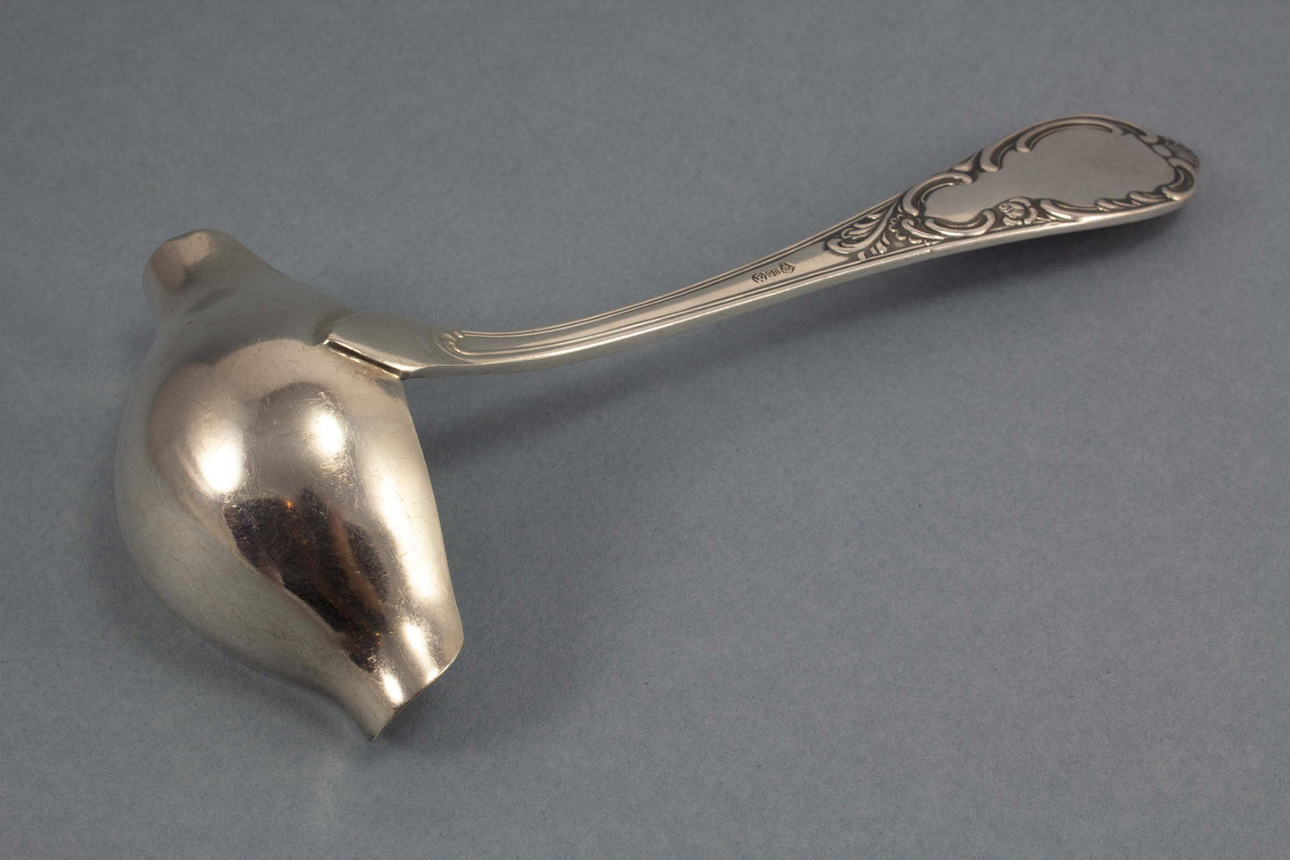 Saucenkelle, versilbert, Rokoko, Muster, Kelle, versilberte Kelle