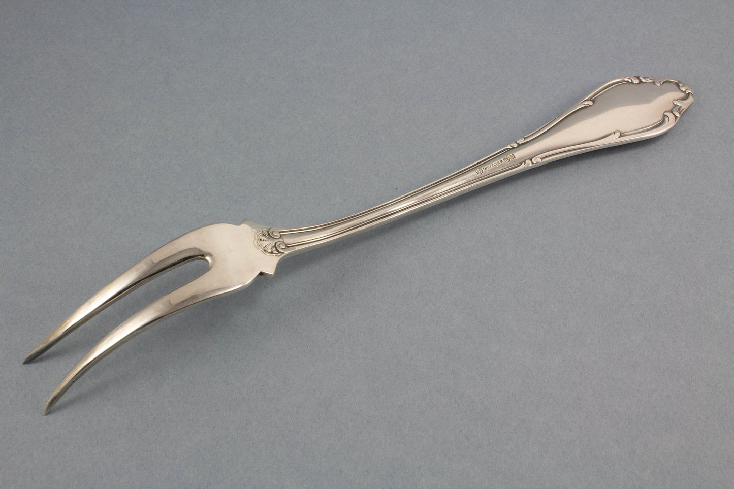 Large silver-plated meat fork, Wellner Mozart, serving fork, meat skewer, skewer