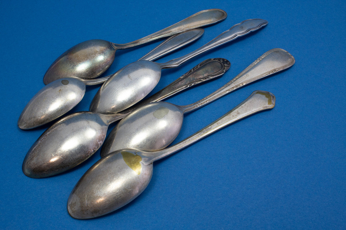 6 versilberte Mix and Match Teelöffel, Shabby Chic