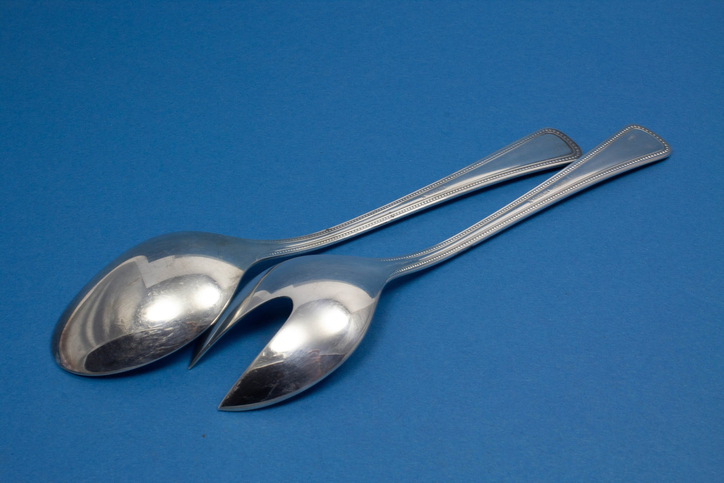 Versilbertes Salatbesteck von WMF, Perlmuster, Salatlöffel, Salatgabel