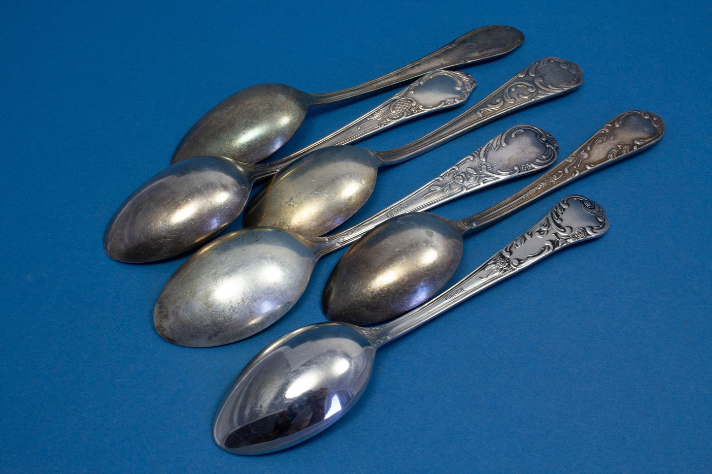 6 versilberte Mix and Match Teelöffel, Shabby Chic