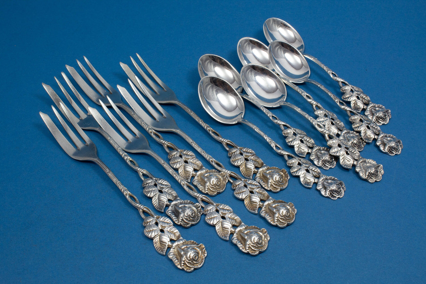 Edles Tortenheber-Set für 6 mit Rosen, Besteck Set