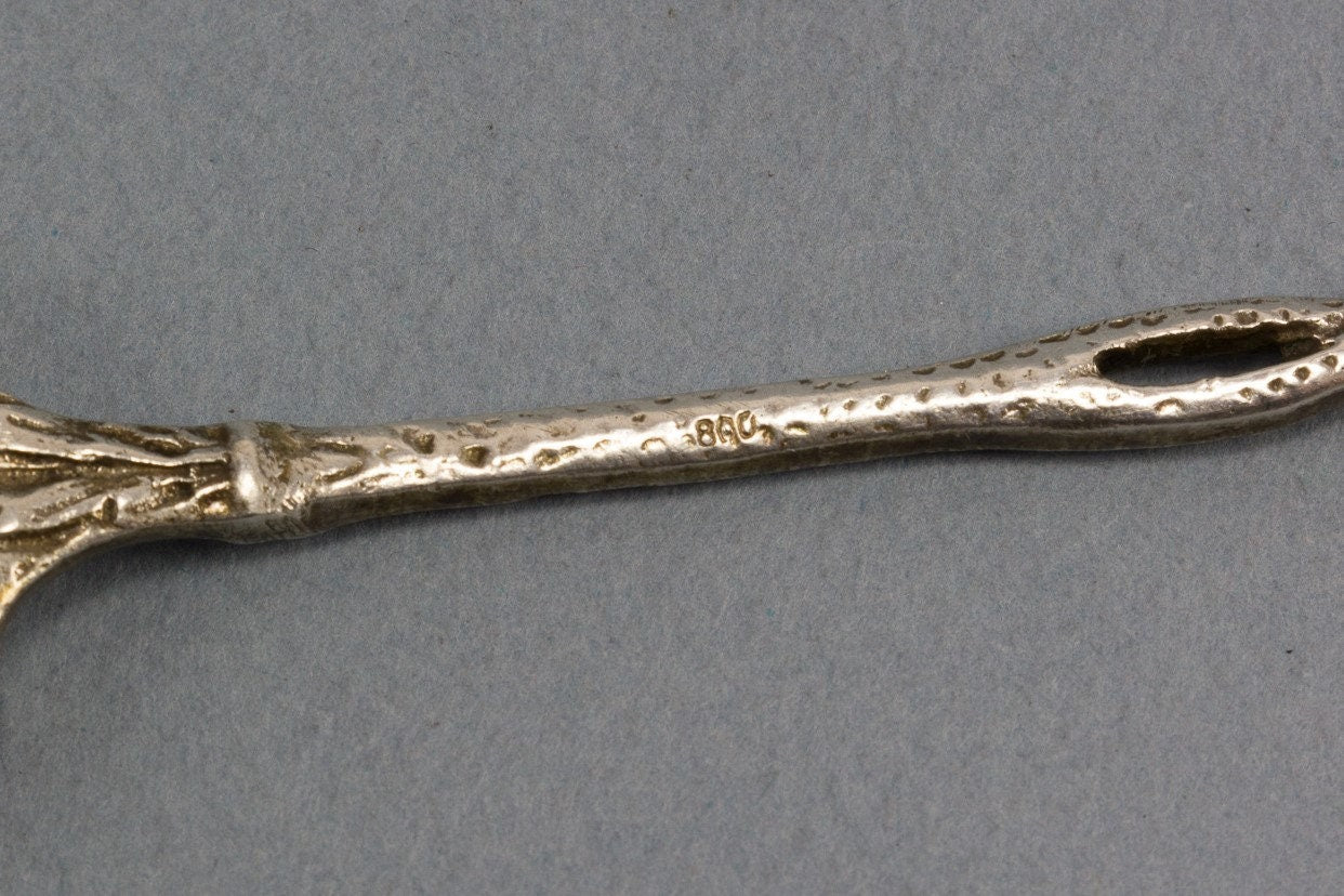 Beautiful fork made of 800 silver with roses for antipasti, bread and chocolates