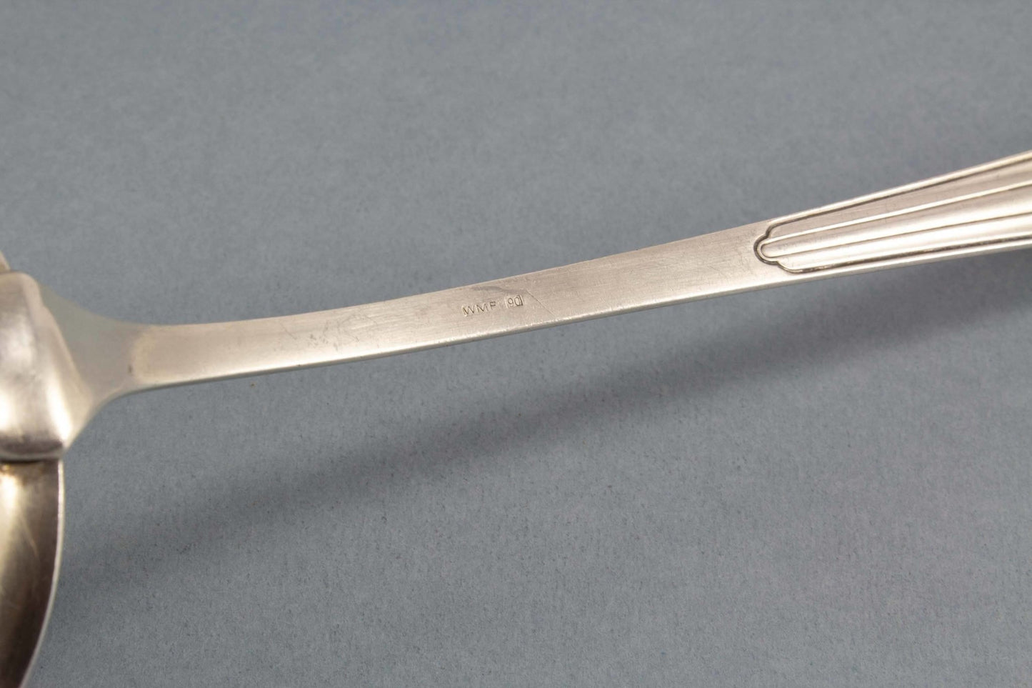 Versilberte Suppenkelle von WMF, Fächermuster, Fächer, WMF 900, 1920 - Löffelland