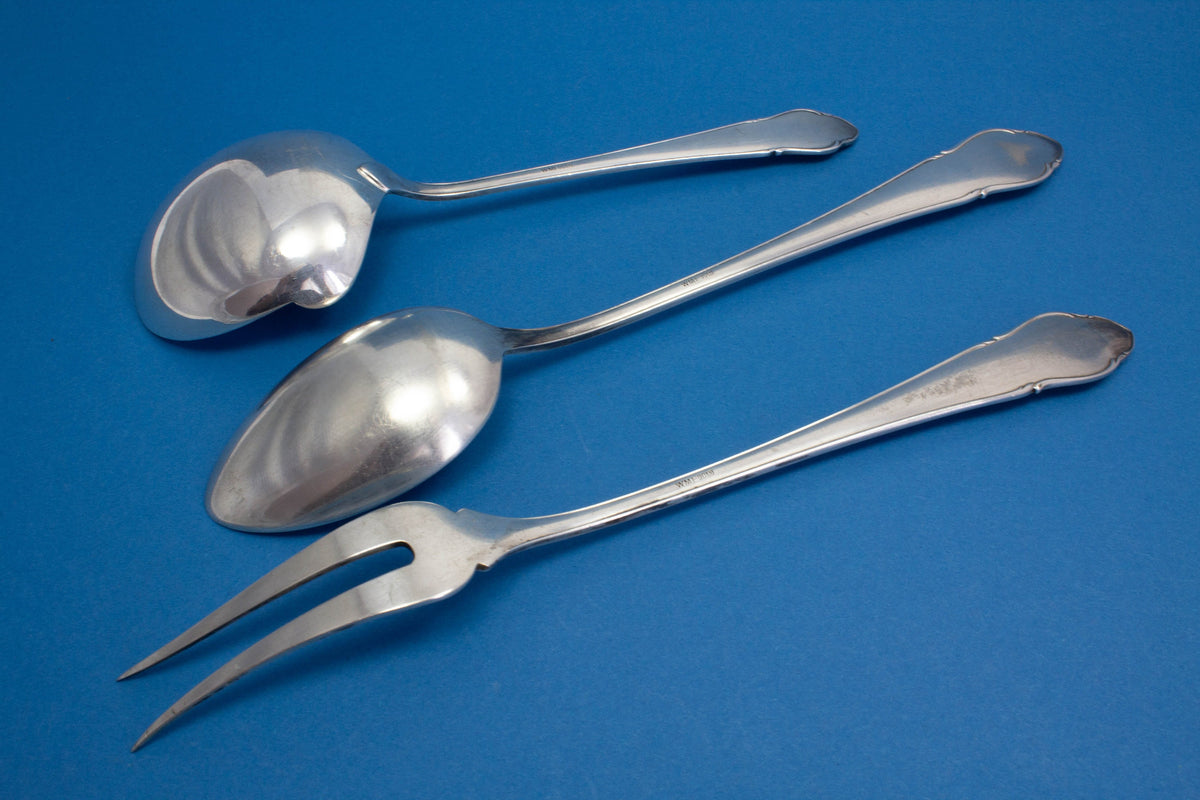 Vorlegebesteck von WMF, Kartoffellöffel, Vorlegegabel und Gemüselöffel, WMF 2900, Servierbesteck