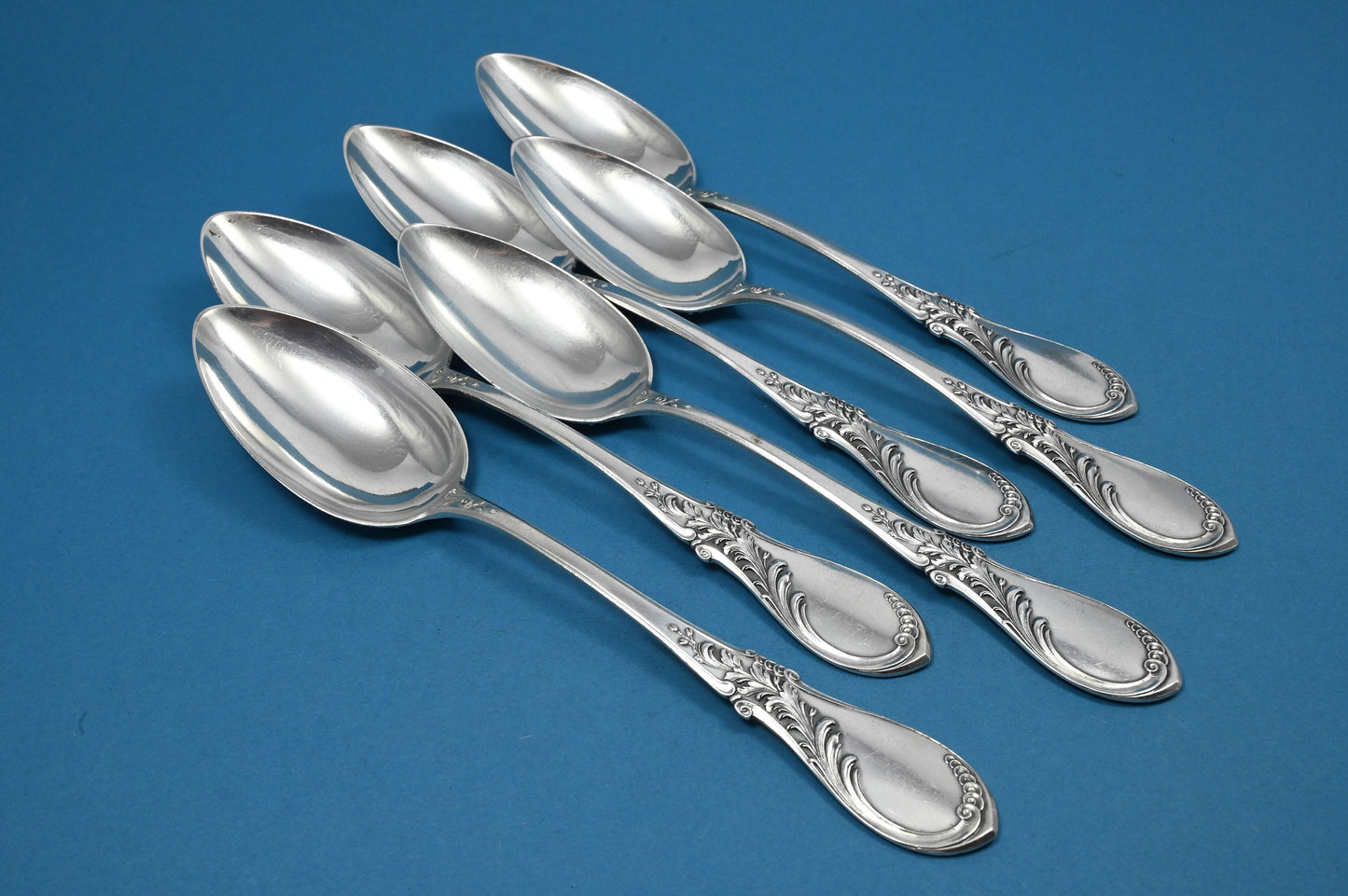 Antikes Tafelbesteck für 6 im Jugendstil von Lutz und Weiss, 800er Silber, Löffel, Gabel, Messer