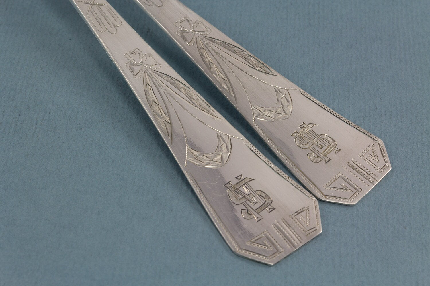 Antike Jugendstil- Löffel, 800er Silber, Silberlöffel, Gravur "MS"