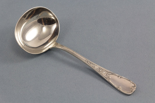 Sahnekelle, VDN, versilbert, Rokoko, Muster, Vintage, Kelle, Besteck, versilbertes Besteck, Rahmkelle, versilberte Kelle