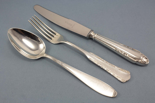 Besteck Set, versilbert, Messer, Gabel,Löffel, Mix and Match, Tafelsilber