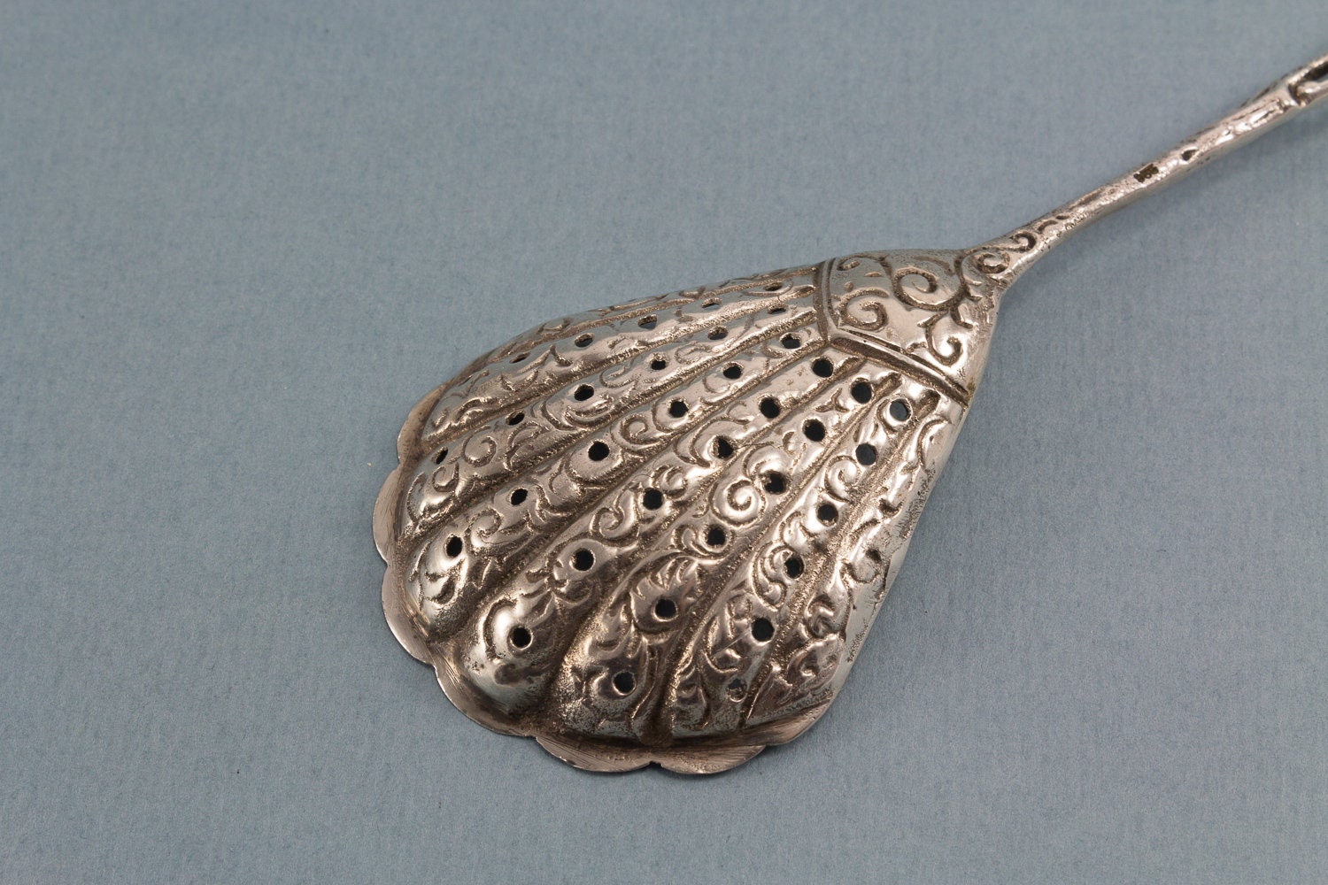 Silver sugar spoon with roses, 835 silver 