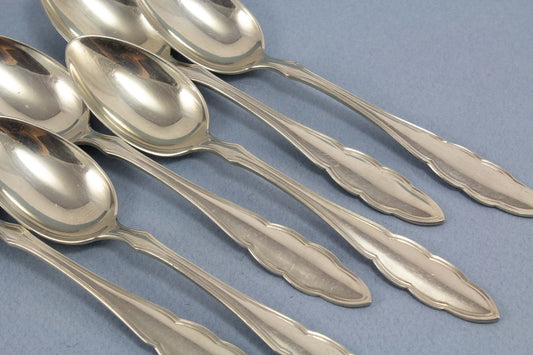 Schöne versilberte Teelöffel von Wellner, Chippendale-Muster