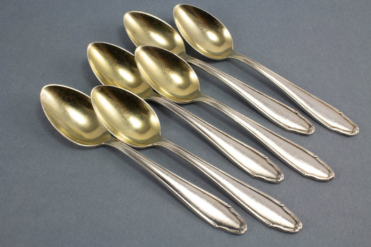 6 versilberte Mokkalöffel, kleine Löffel