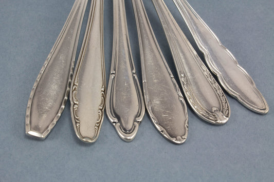 6 versilberte Teelöffel, Mix and Match