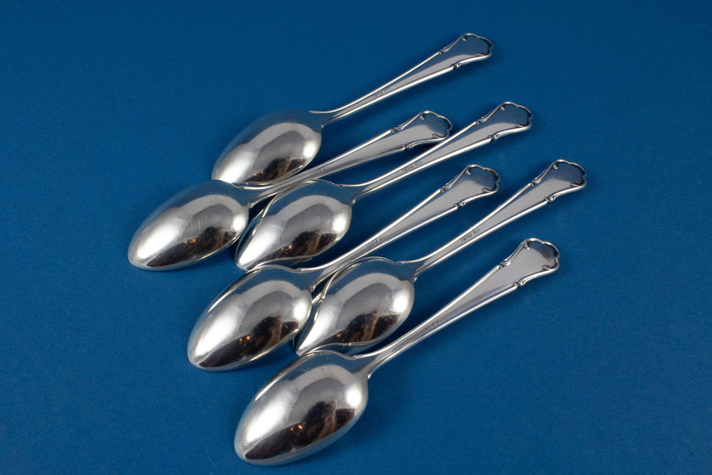 6 silver-plated mocha spoons, small spoons