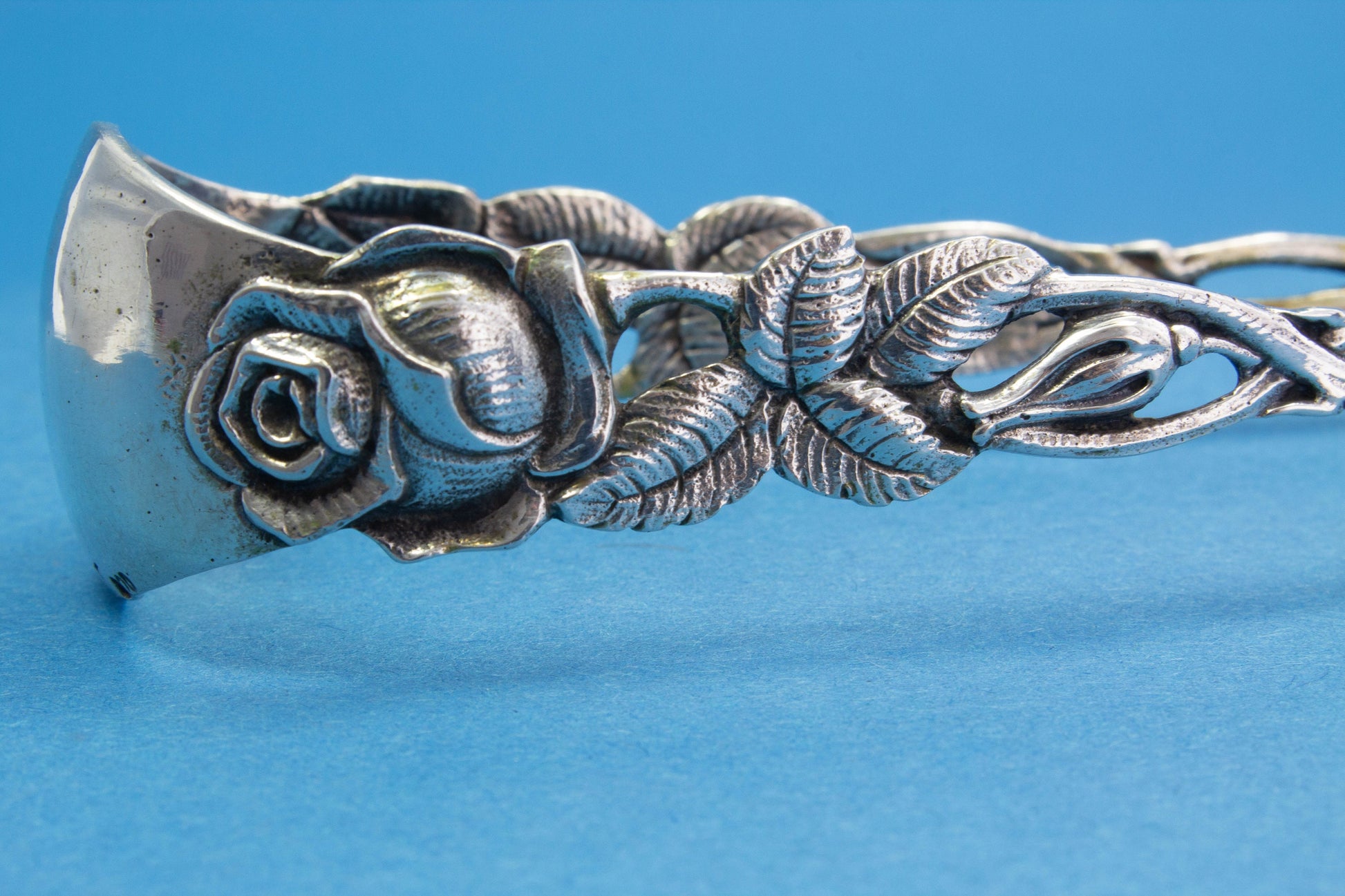 Große Zuckerzange aus 800er Silber, Hildesheimer Rose, Jugendstil