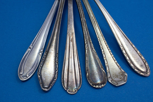 6 versilberte Mix and Match Teelöffel, Shabby Chic