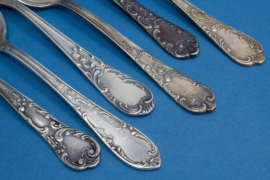 6 versilberte Mix and Match Teelöffel, Shabby Chic