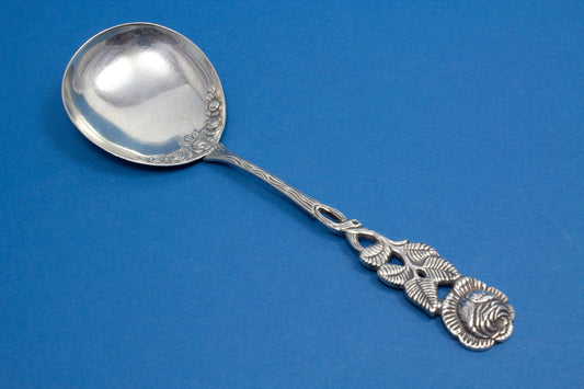 Sahnelöffel, versilberter Löffel, Hildesheimer Rose