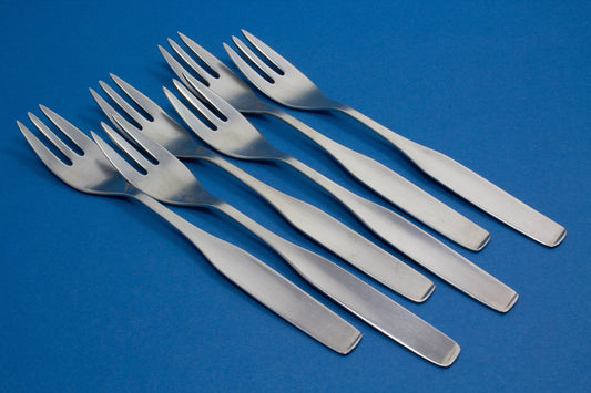 6 schöne Kuchengabeln von WMF, WMF 3600 nach Wilhelm Wagenfeld