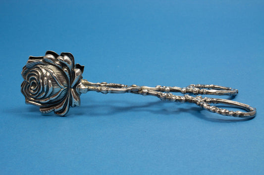 Edle versilberte Gebäckzange mit Rosen, Kuchenzange, Kekszange