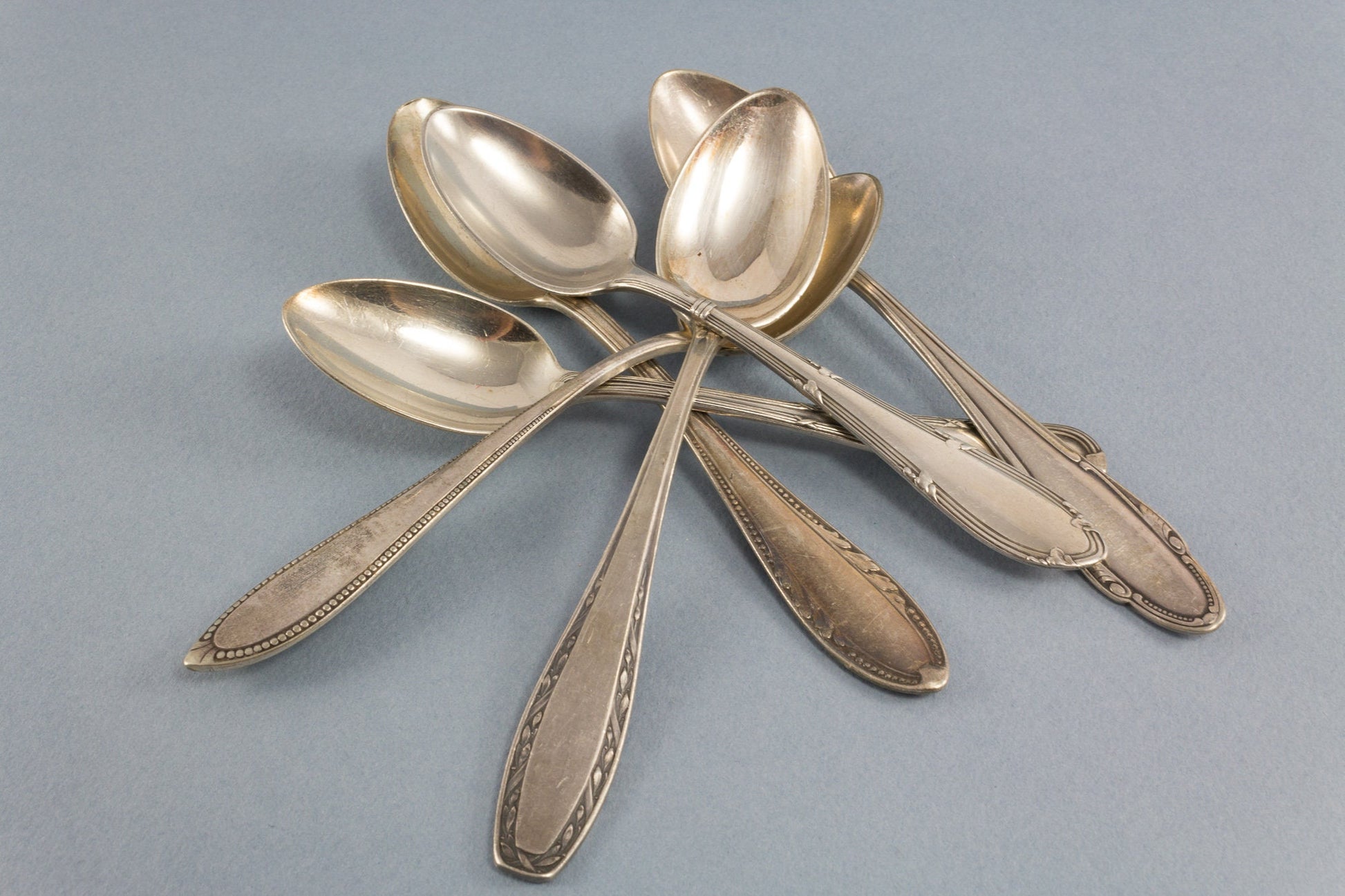 6 silver plated teaspoons, mix and match