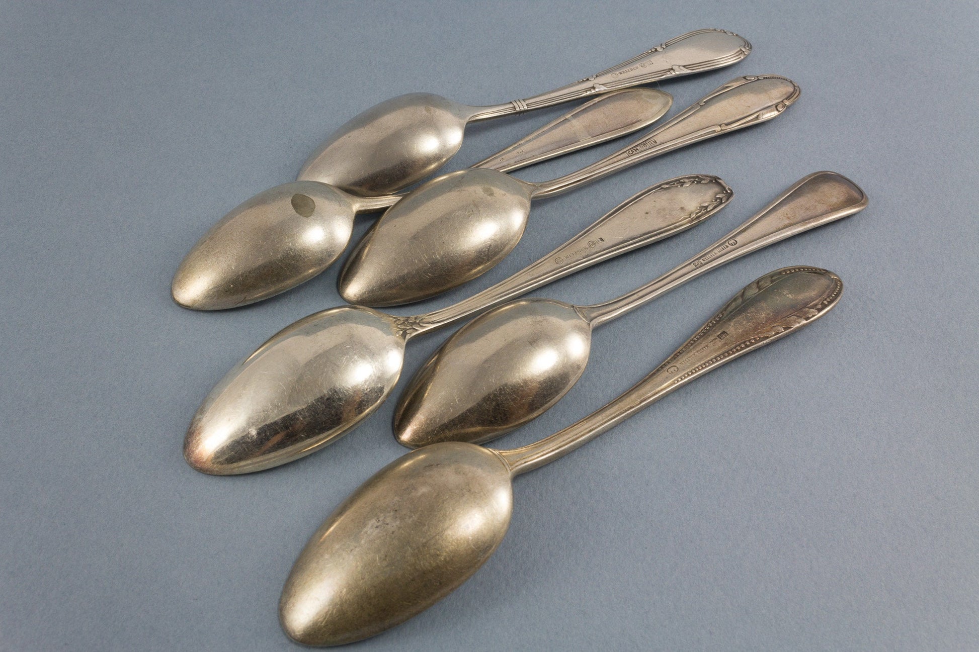 6 silver plated teaspoons, mix and match