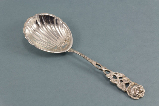 Sahnelöffel, versilberter Löffel, Hildesheimer Rose, Geschenk, Vintage - Löffelland