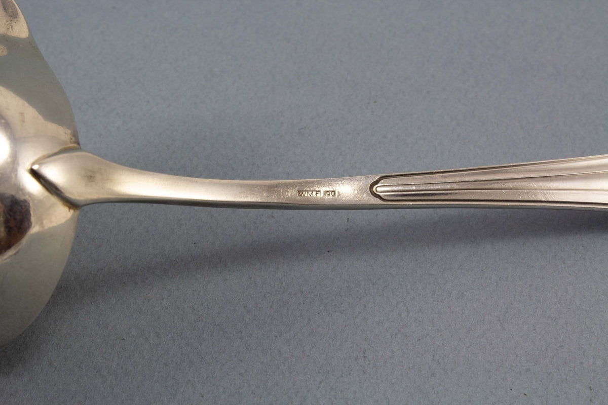 Schöne Saucenkelle von WMF im Fächer Muster, WMF 900, Kelle, versilbertes Besteck, versilberte Kelle